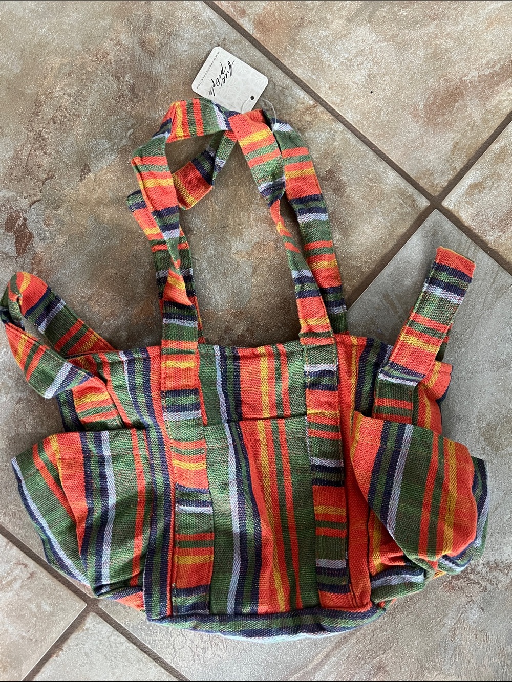 Free People Striped Tote in Orange, Green & Purple